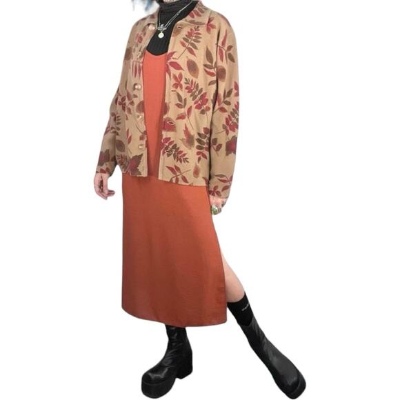 Pendleton Women’s Vintage Brown & Burgundy Fall Leaves Wool Cardigan Size Large - Picture 1 of 6